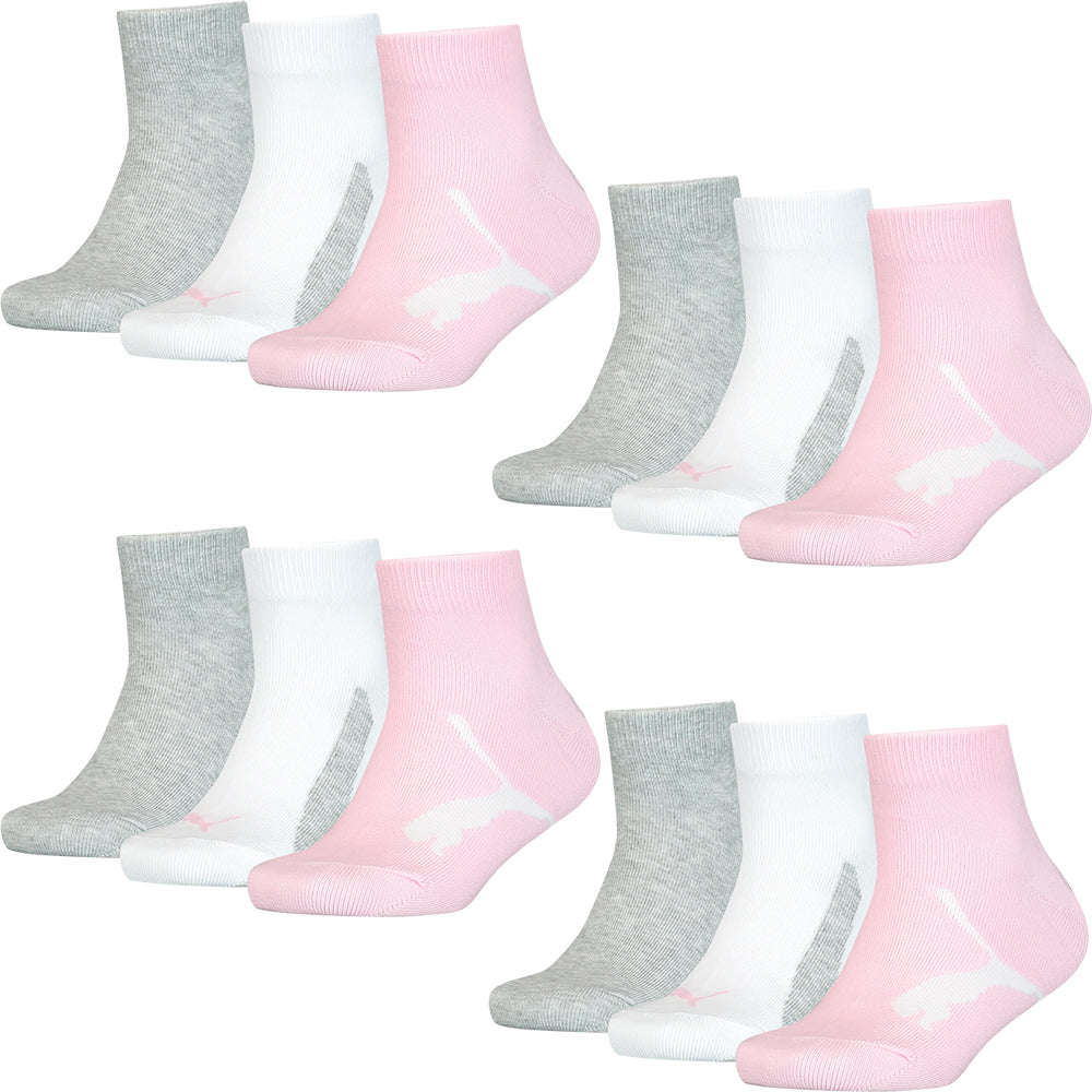 PUMA Kids Quarter Socks 12er Multi Pack, pink/white/grey