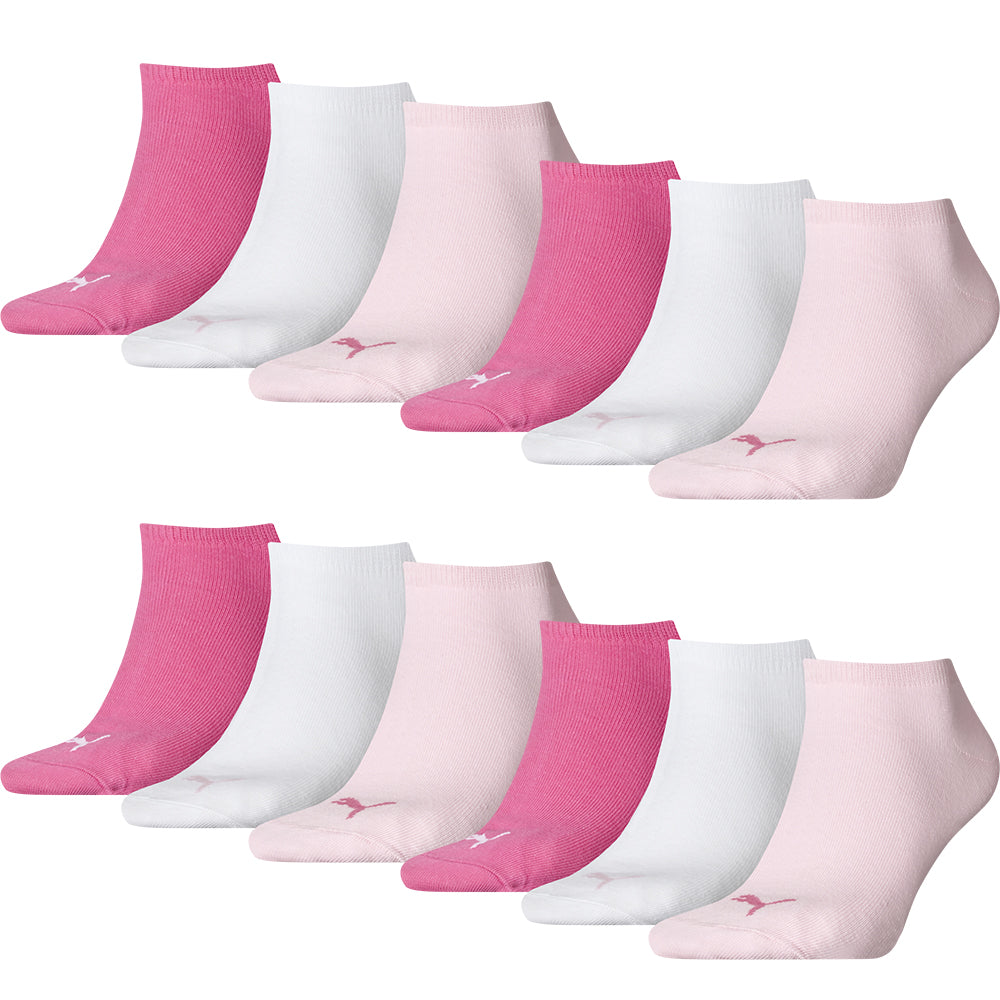 PUMA Unisex Sneaker Socks Plain 12er Multi Pack, pink lady