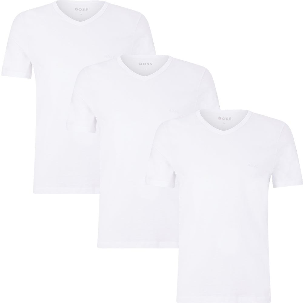 BOSS Herren V-Neck T-Shirt, 3er Pack Classic, white