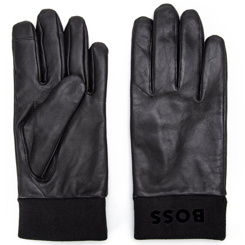 herren leder handschuhe BOSS Herren Lederhandschuhe mit Futter, Hyden_1 Black – lordoflabel