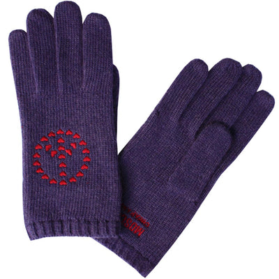 MOSCHINO Strick-Handschuhe Violett kleine Herzchen lordoflabel