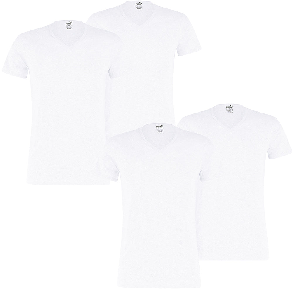 PUMA Herren Basic T-Shirt V-Neck, white