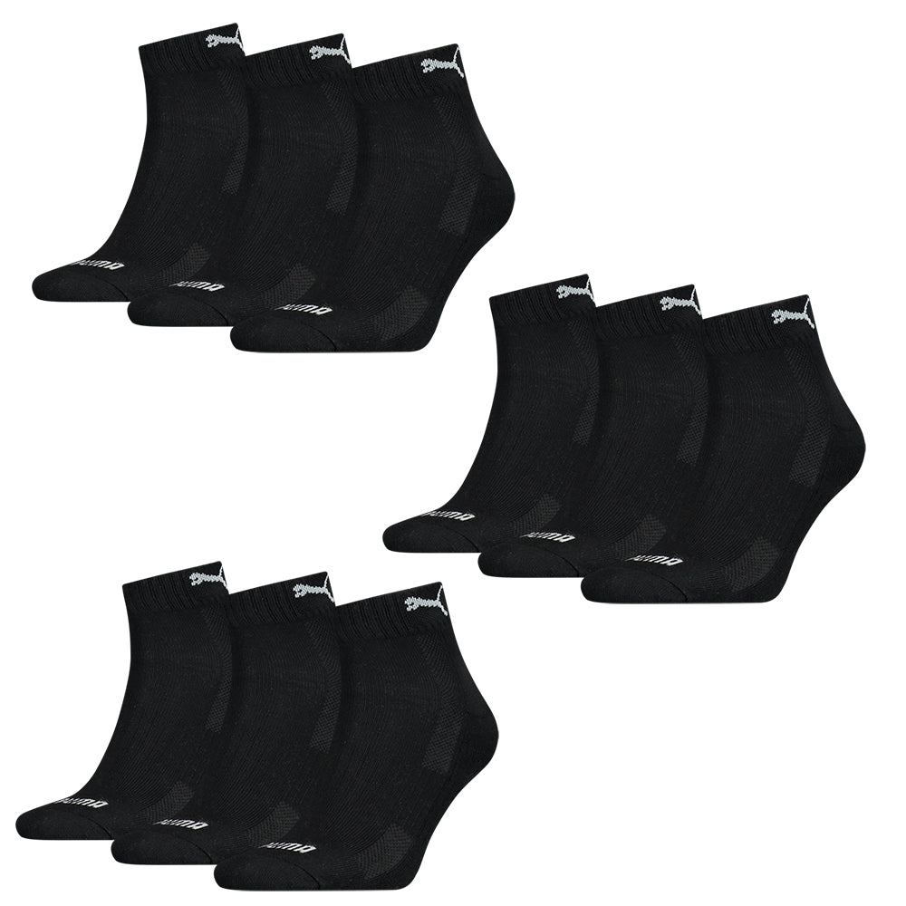 PUMA Cushioned Quarter Socks 9er Pack, black