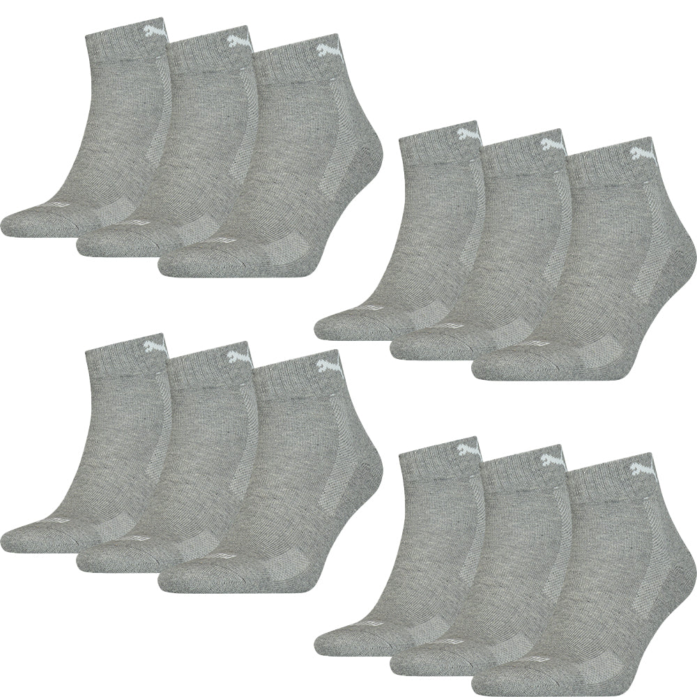 PUMA Cushioned Quarter Socks 12er Multi Pack, grey