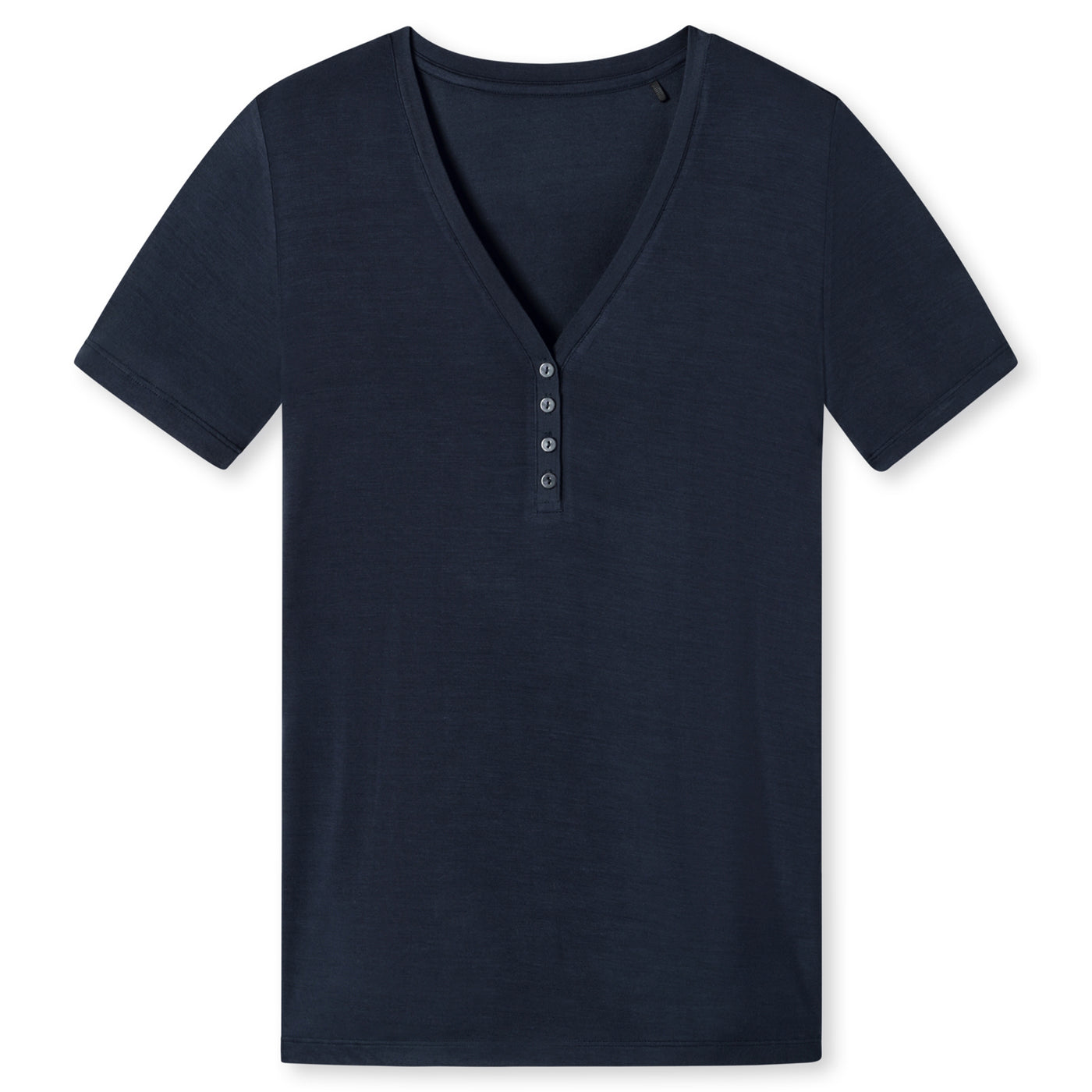 Schiesser T-Shirt Mix & Match, Knopfleiste, Blau