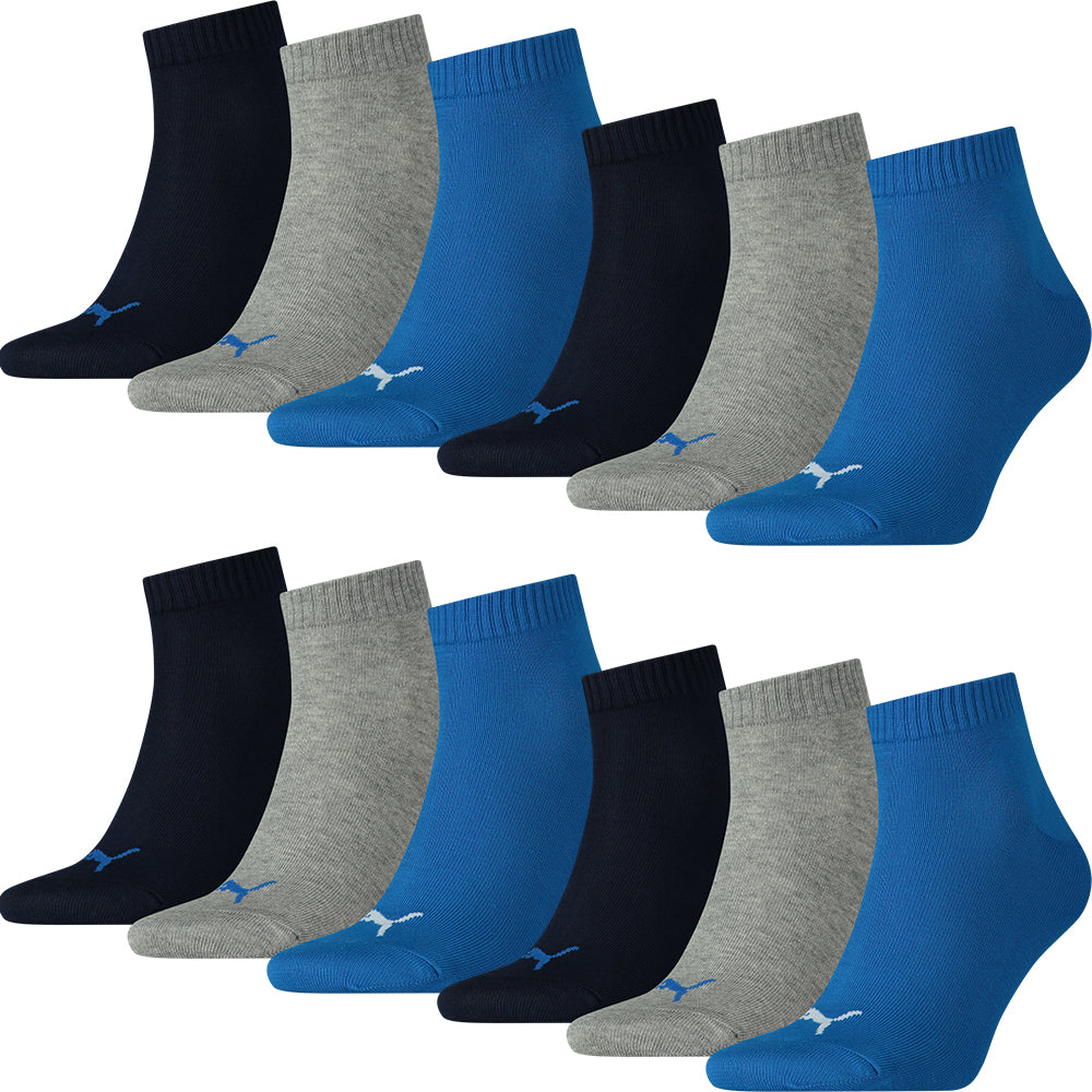 PUMA Unisex Quarter Socks Plain 12er Multi Pack, blue/grey mel.