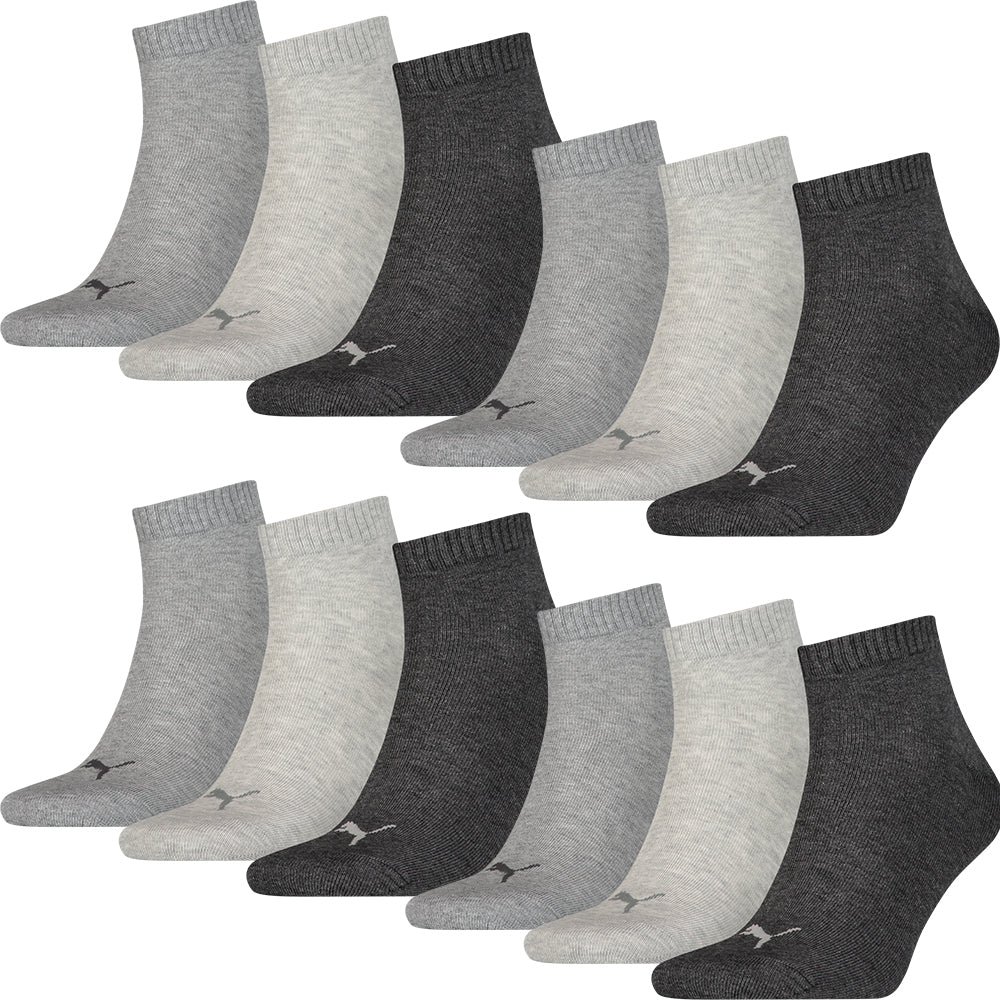PUMA Unisex Quarter Socks Plain 12er Multi Pack, anthracite melange
