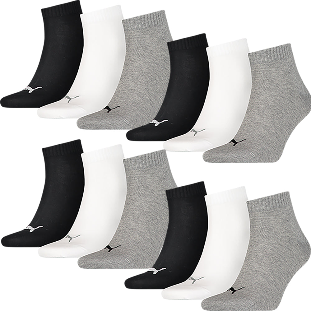 PUMA Unisex Quarter Socks Plain 12er Multi Pack, grey/white/black