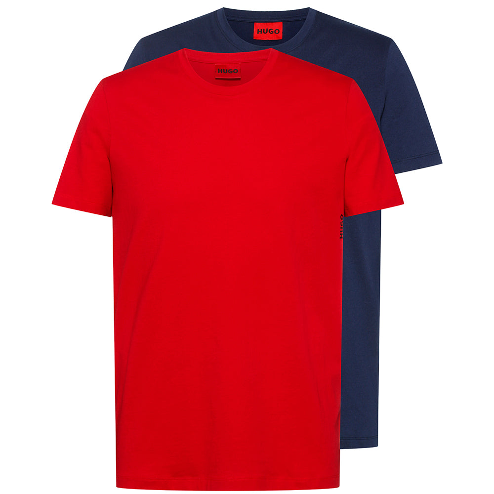 HUGO, Herren T-Shirt, Twin Pack, Regular fit, kurzarm, Rot, Blau