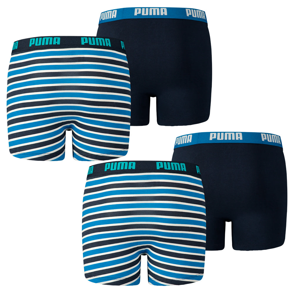 PUMA, Boys Basic Boxer Print, 4er Pack, blue