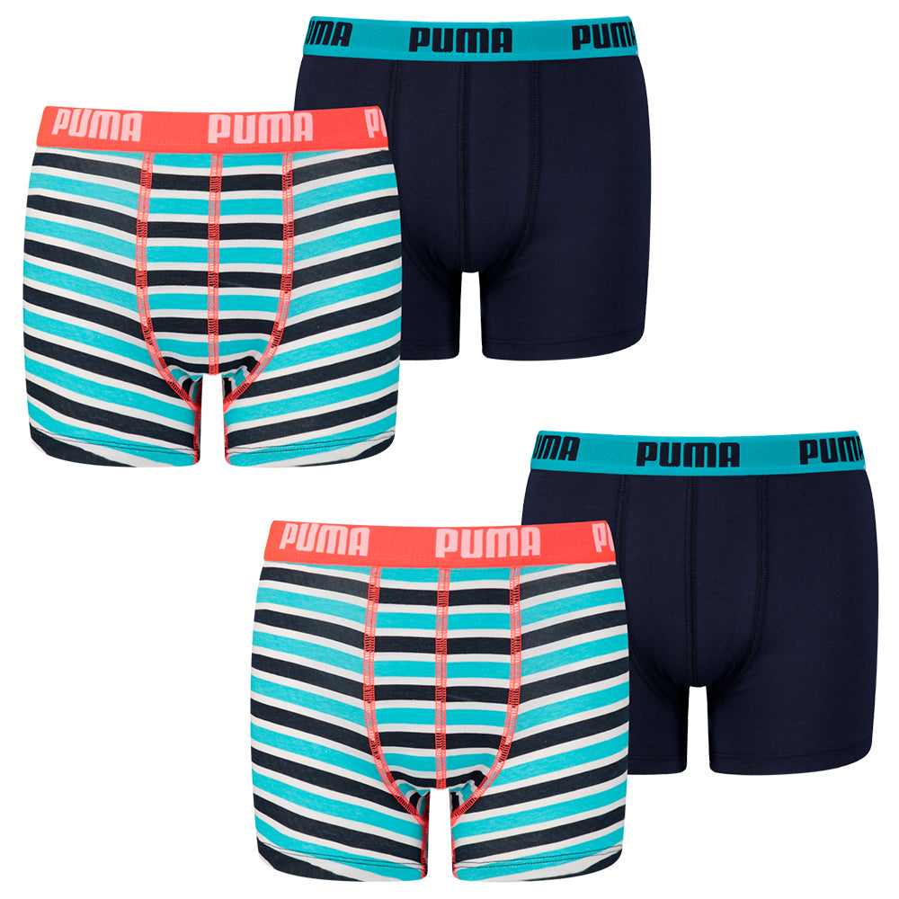 PUMA, Boys Basic Boxer Print, 4er Pack, flou red/blue