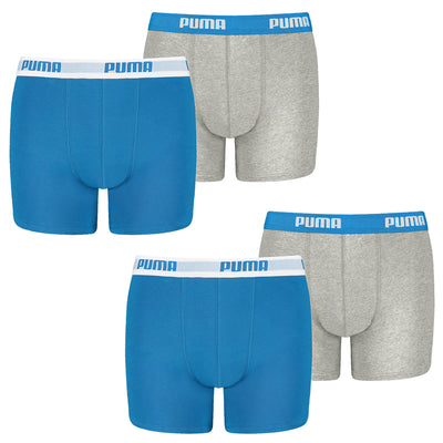 PUMA, Boys Basic Boxer, 4er Pack, blue/grey