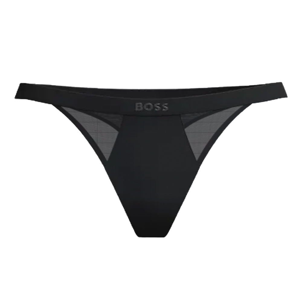 BOSS, Damen String mit Mesheinsatz, black