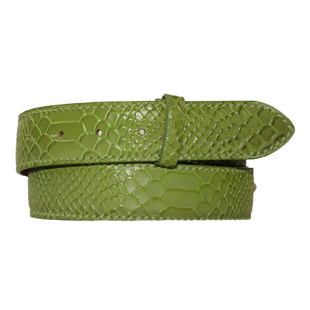 REPTILES HOUSE Gürtelband Leder, Pythonprägung Verde, Breite: 3,5 cm