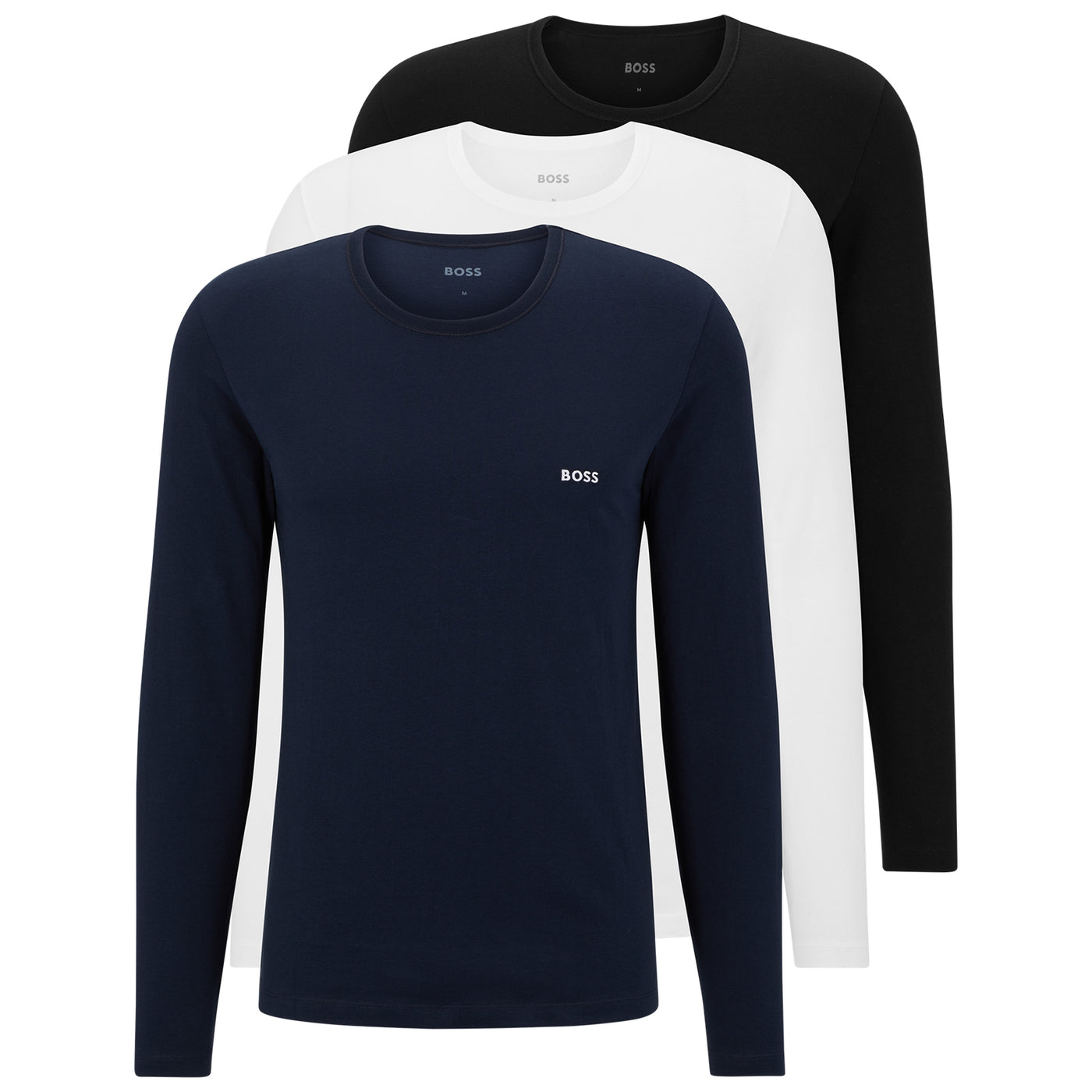 BOSS Herren R-Neck LS-Shirt, 3er Pack