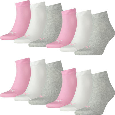 PUMA Unisex Quarter Socks Plain 12er Multi Pack, prism pink