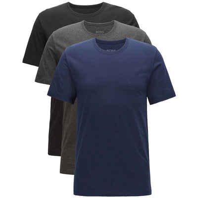 HUGO BOSS, Herren T-Shirt, 3er Pack, Regular fit, kurzarm, Navy, Anthra, Schwarz lordoflabel