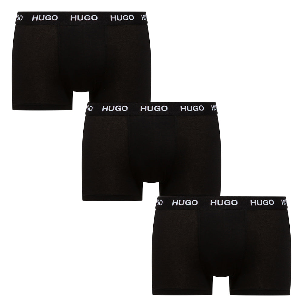HUGO, HUGO BOSS, Herren Trunks,3er Pack, Cotton Stretch, Black lordoflabel