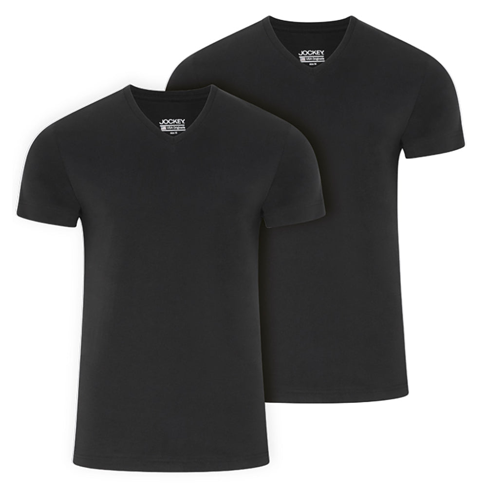 JOCKEY Herren V-Neck T-Shirt, 2er Pack, black lordoflabel