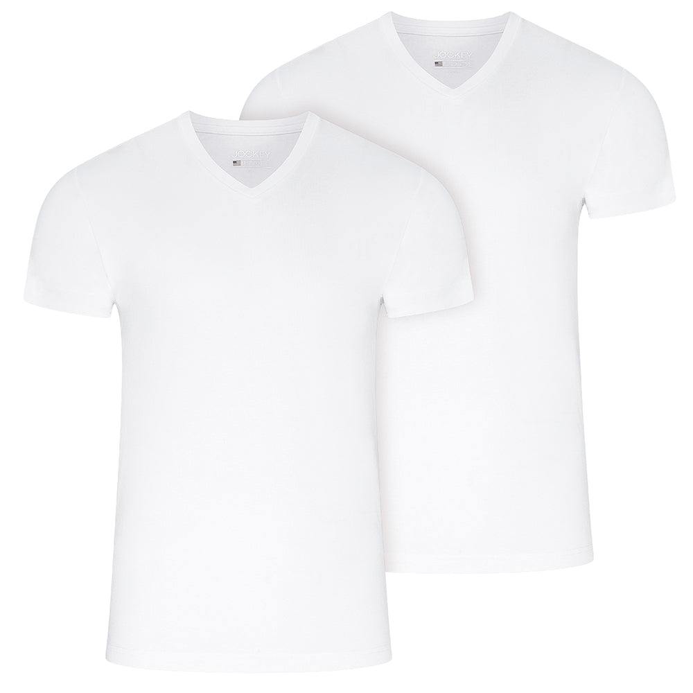 JOCKEY Herren V-Neck T-Shirt, 2er Pack, white lordoflabel