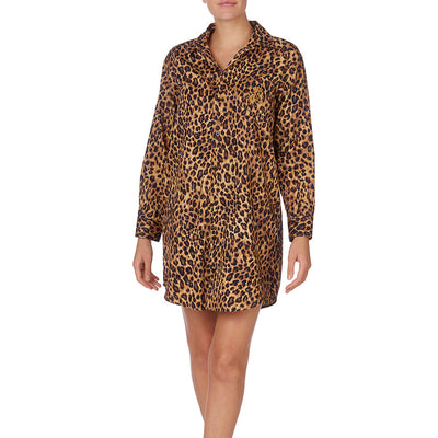 LAUREN BY RALPH LAUREN Nachthemd durchgeknöpft, ILN32023, Leopard lordoflabel