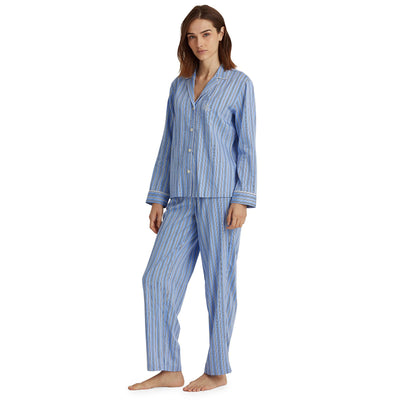 LAUREN HOME, Pyjama durchgeknöpft, ILN92133 Blue Stripes lordoflabel