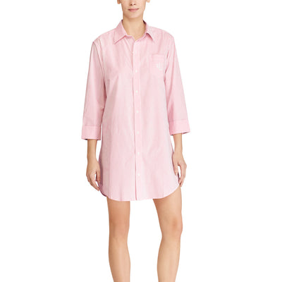 Lauren by Ralph Lauren, Damen Nachthemd durchgeknöpft rosa, Heritage Knits I8151 lordoflabel