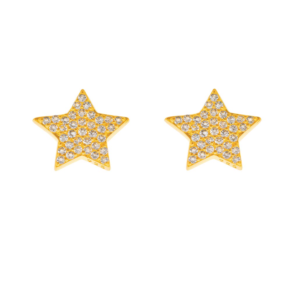 Leaf Ohrstecker " Stars" mit Zirkonia, Sterling Silber, vergoldet lordoflabel