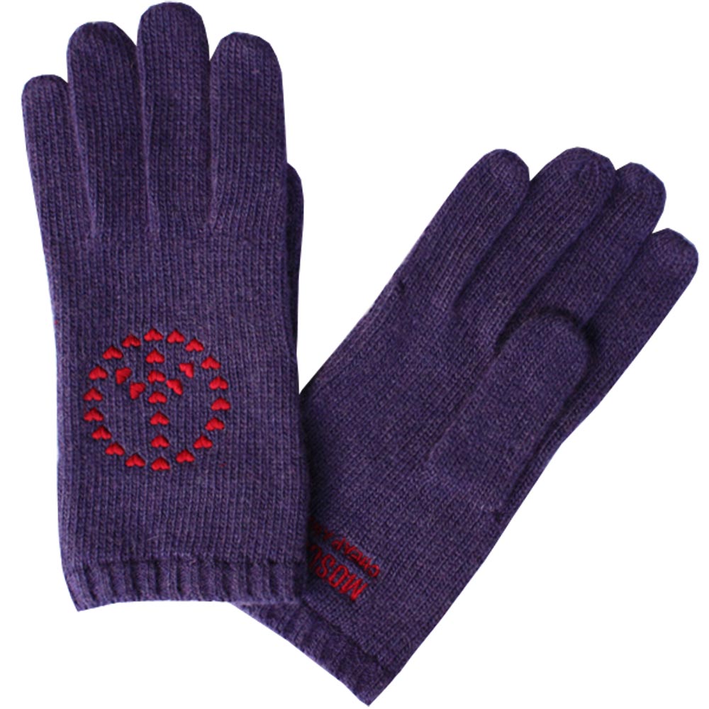 handschuhe moschino MOSCHINO Strick-Handschuhe Violett kleine Herzchen