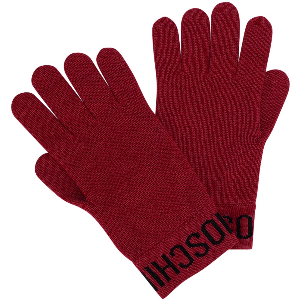MOSCHINO Strick-Handschuhe mit Logo, Red lordoflabel