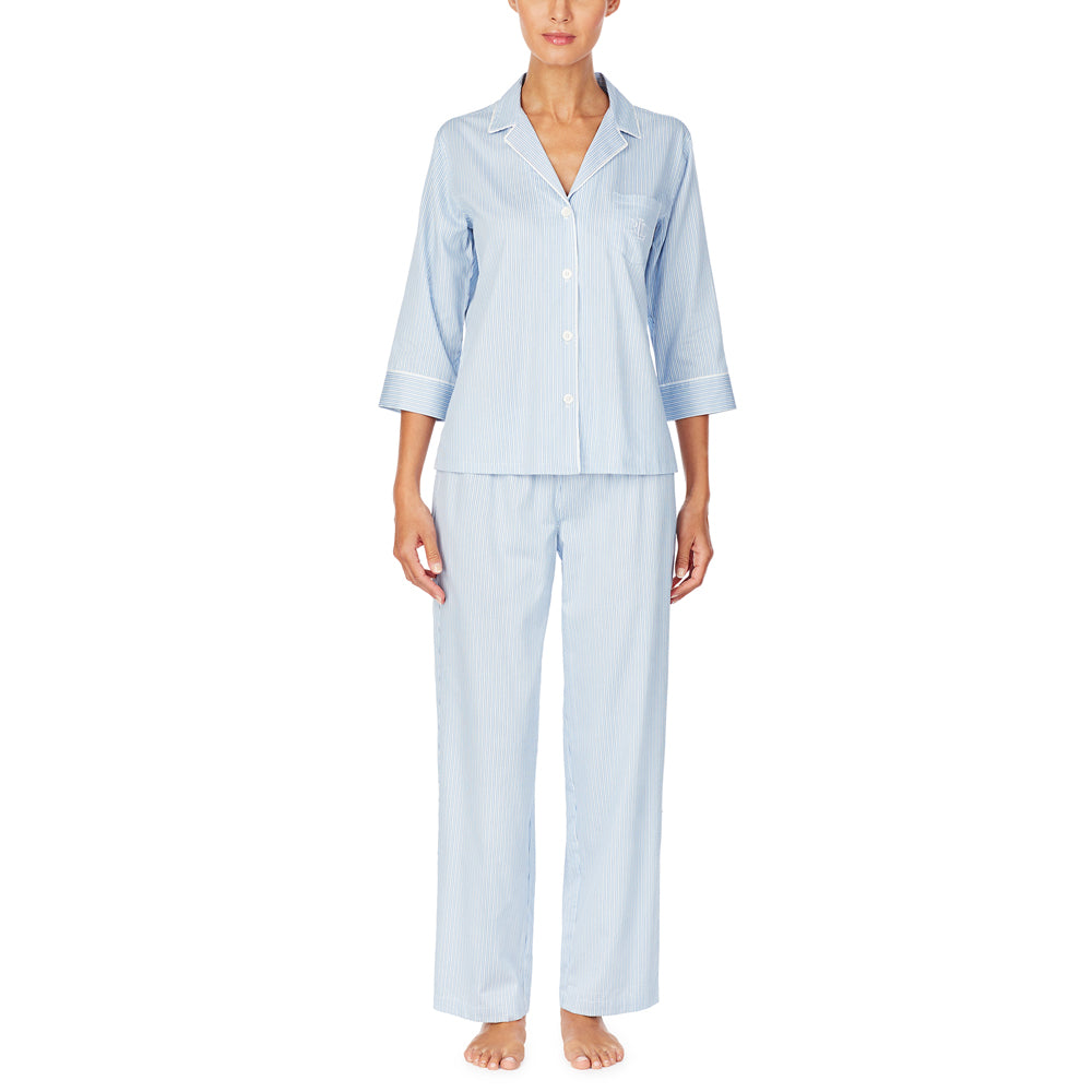 Ralph Lauren, Damen Pyjama durchgeknöpft, IILN92003, Blue Stripes lordoflabel