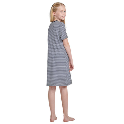 Schiesser Mädchen-Nachthemd geringelt  kurzarm, blau lordoflabel