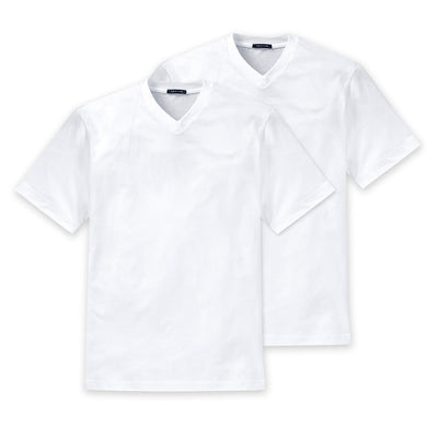 Schiesser,  V-Neck, American T-Shirt, 2er Pack, Weiss lordoflabel