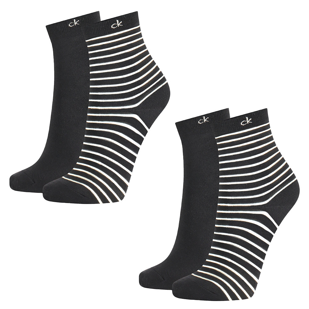 Calvin Klein Women 4er Pack Sheer Stripes, black, Onesize