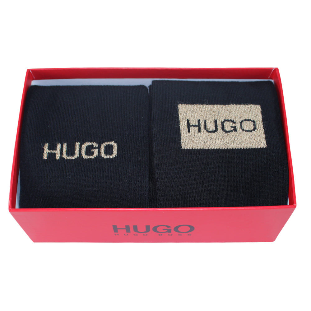 HUGO, Herrensocken mit Logo im Geschenkset, 2er Pack, Lurex, 40-46